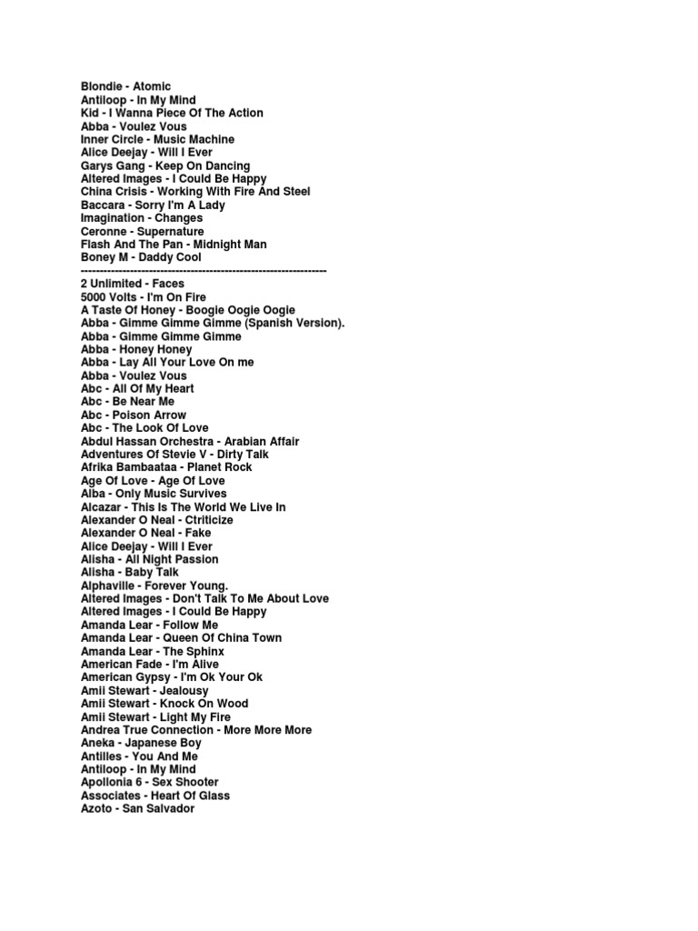 Disco Play List, PDF, Musicians