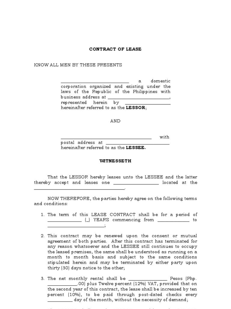 lease contract standard form pdf pdf lease government information