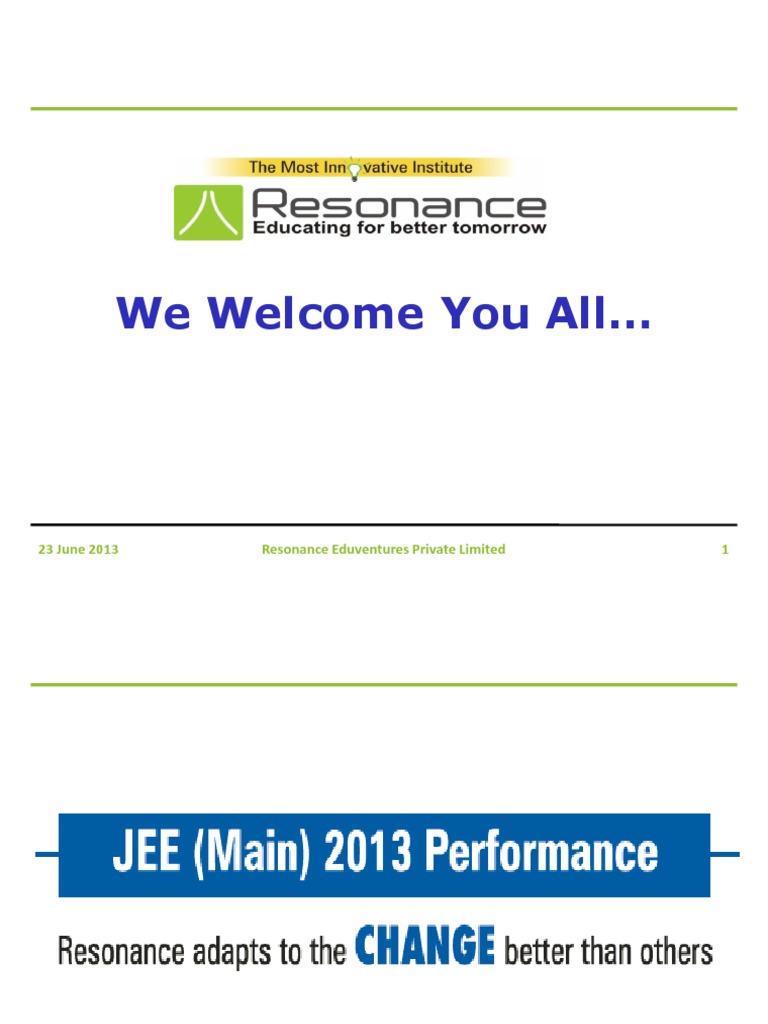 Resonance Eduventures Overview | PDF | Lecture | Test (Assessment)
