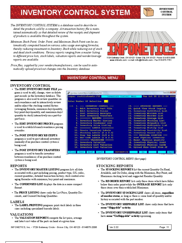 Inventory Control System | PDF