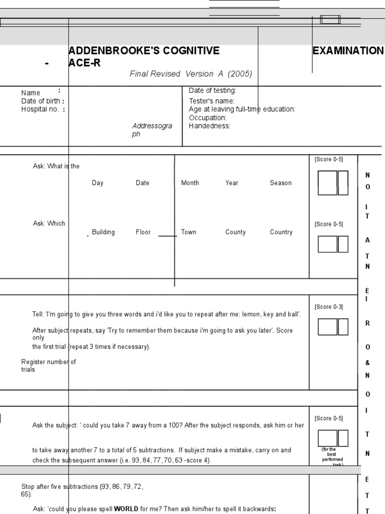 Addenbrooke s Cognitive Examination ACE R 1 new Clinical