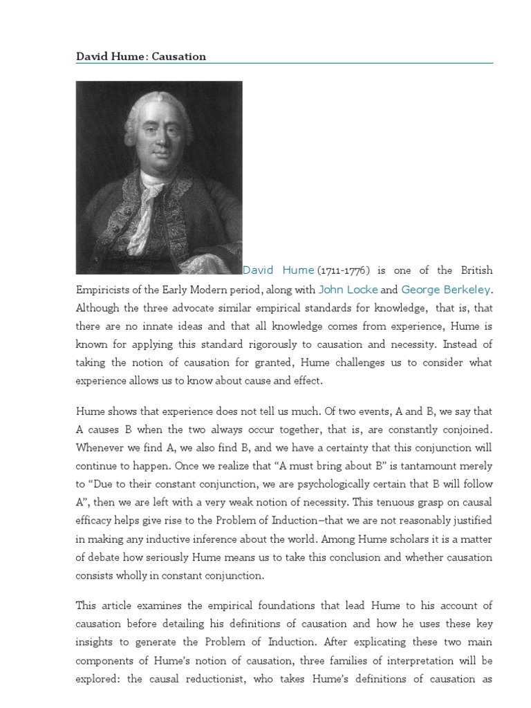 Causation by David Hume David Hume Causality