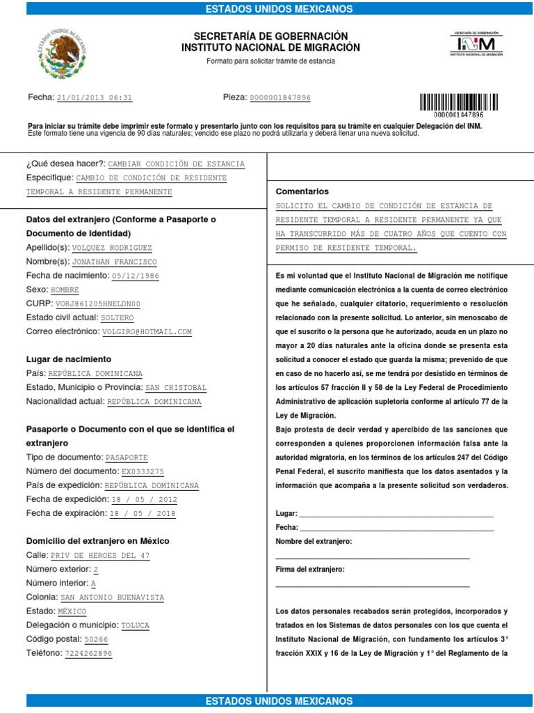 Cambio a Residente Permanente en México | PDF | México | Gobierno