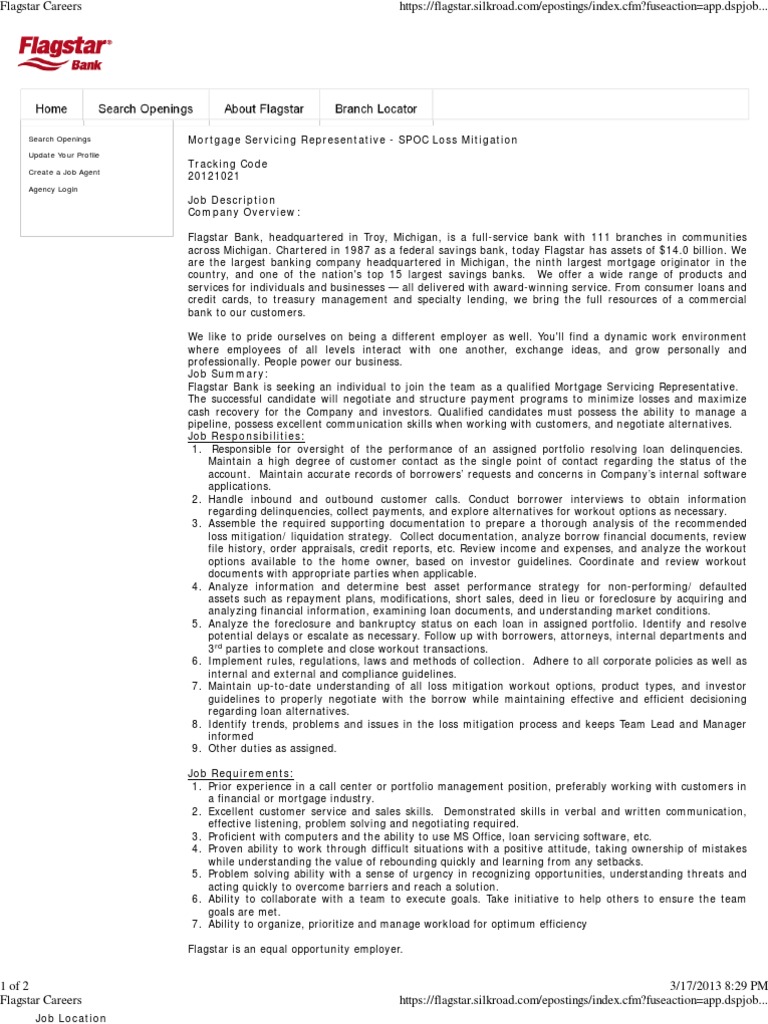 Flagstar Careers Loss Mitigation Banks