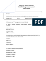 EvaluaciónCIENCIAS cuerpo humano y salud 3°