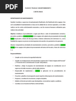 Plan de Trabajo Mantenimiento