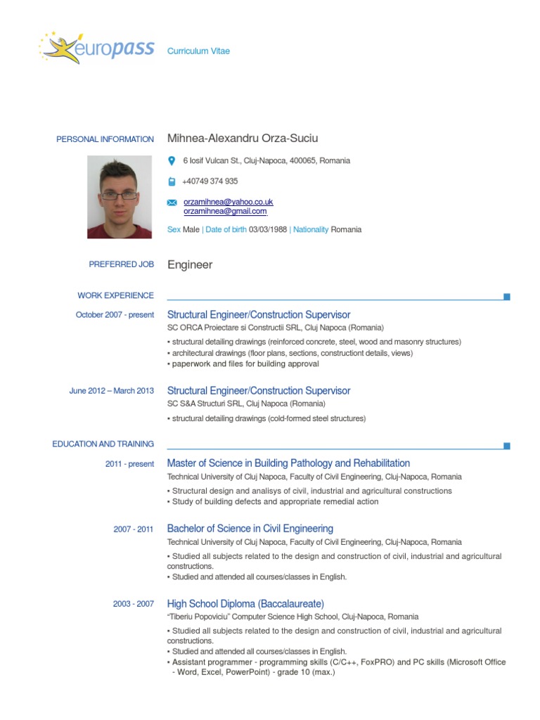CV - Limba Engleza | PDF | Qualifications | Languages