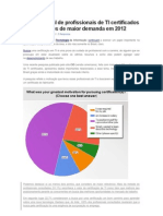 Média salarial de profissionais de TI certificados e certificações de maior demanda em 2012