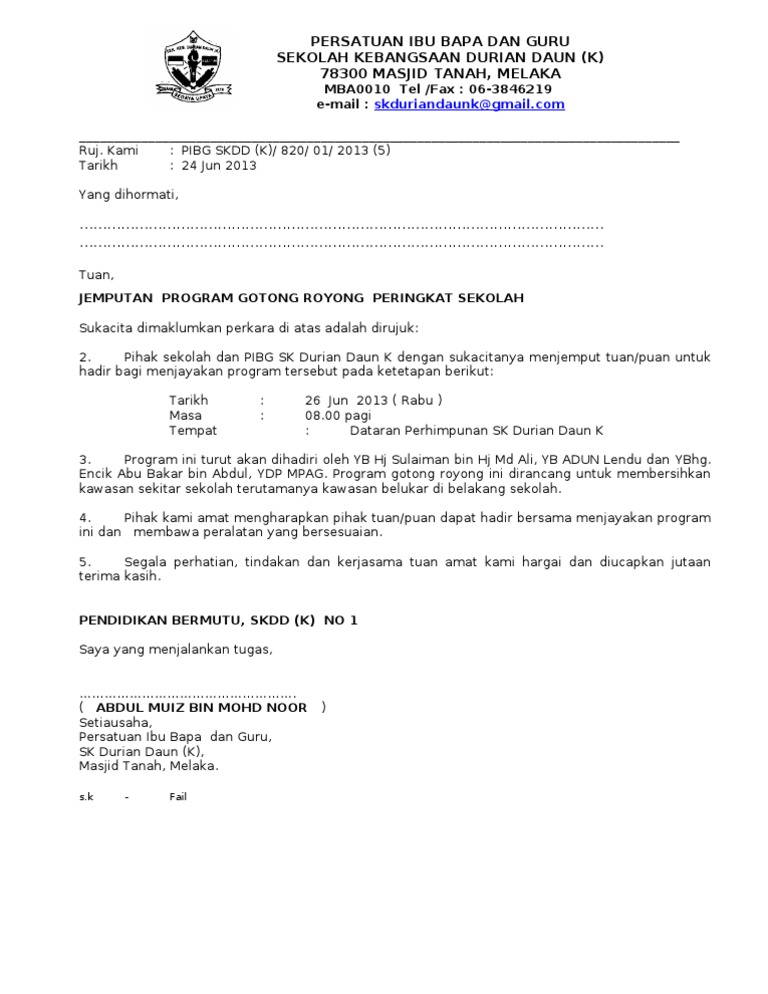 Surat Jemputan Gotong Royong