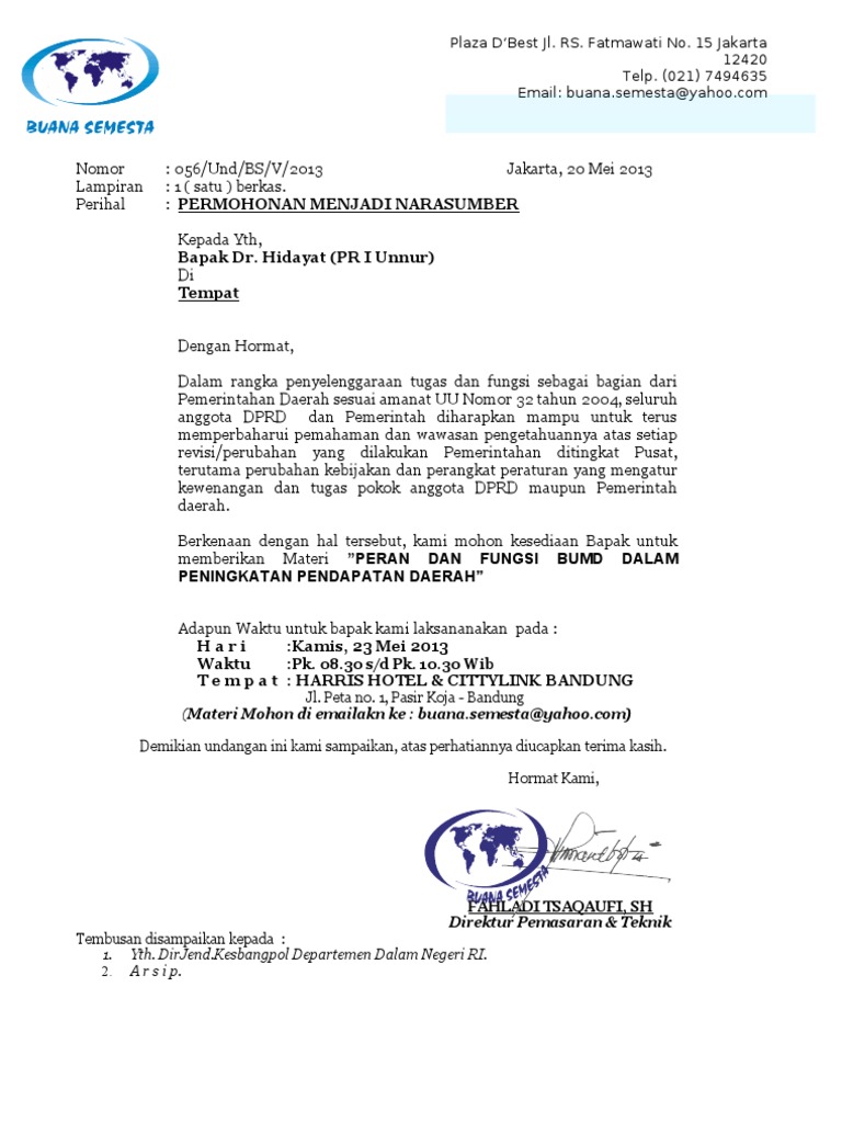 Contoh Surat Permohonan Beserta Rujukan