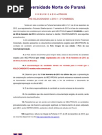 COMUNICADO 2013.1 - 2ª CHAMADA