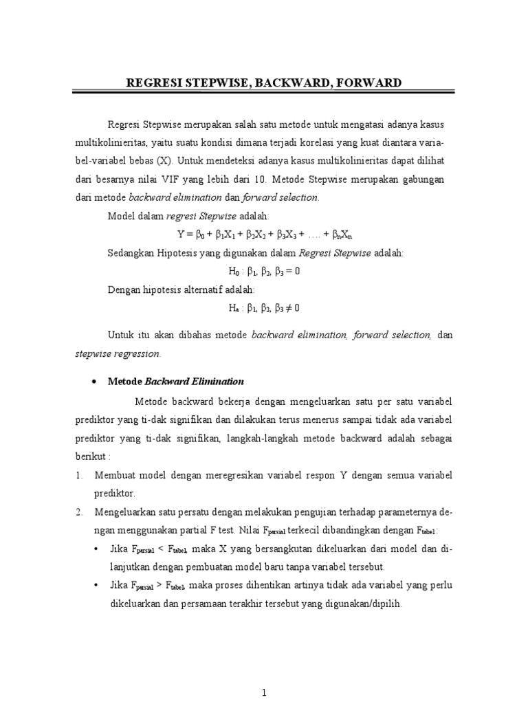 Metode Regresi Stepwise dan Backward | PDF