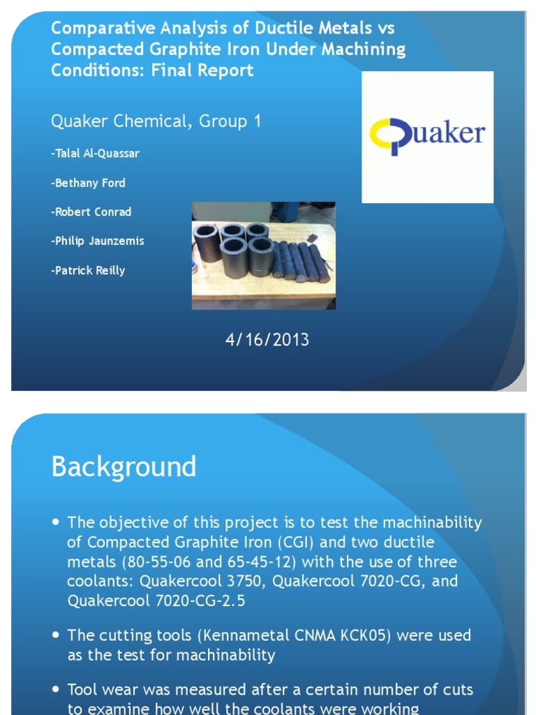 Quakercool Performance in Machining Tests | PDF | Wear | Materials Science