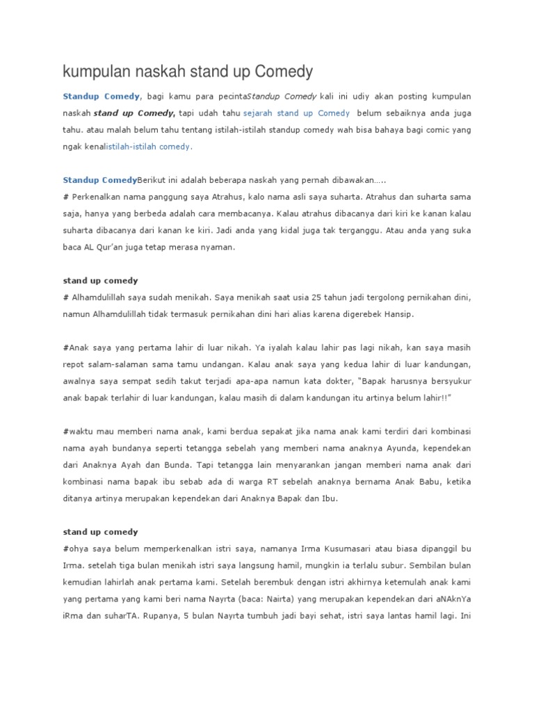 Contoh Naskah Stand Up Comedy Tentang Pendidikan Terkait