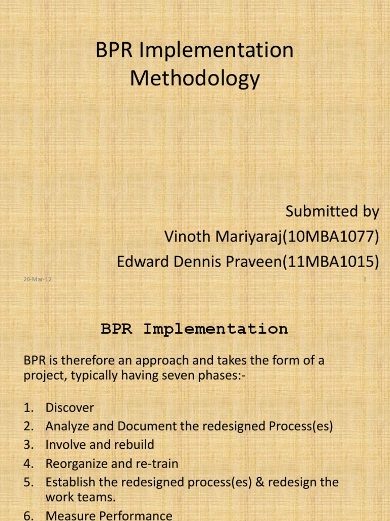 BPR Implementation Methodology Overview | PDF | Business Process ...