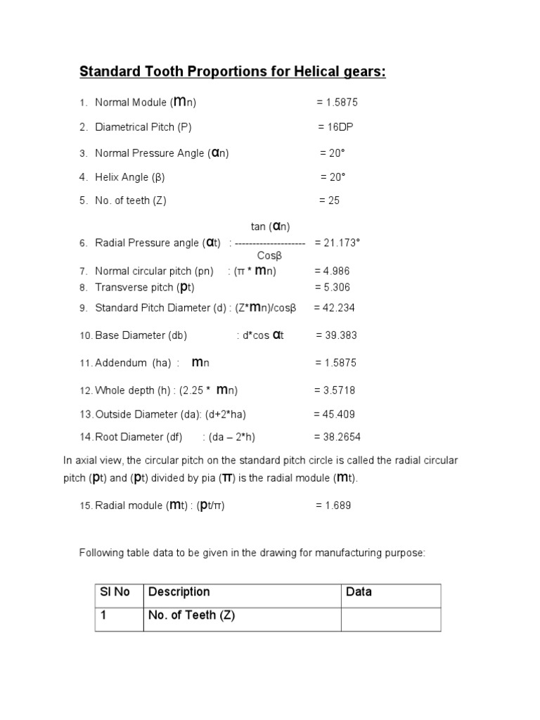 Helical Gear Standard Specifications | PDF | Teaching Methods & Materials