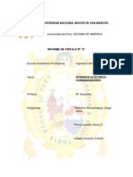 UNMSM - LABORATORIO DE FÍSICA III Nº 6 - POTENCIA ELÉCTRICA - CONDENSADORES
