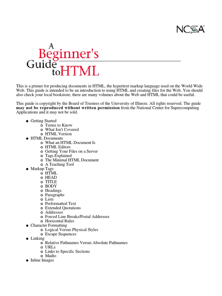 A Begginers Guide To HTML | PDF