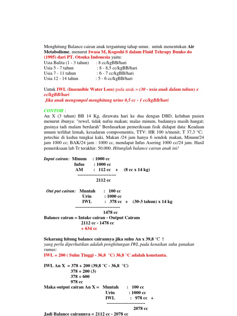 Menghitung Balance Cairan Anak