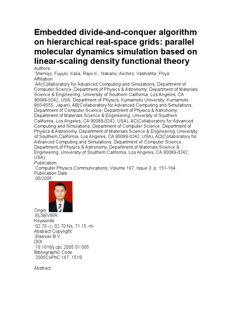 Parallel Molecular Dynamics Algorithm | PDF | Density Functional Theory ...