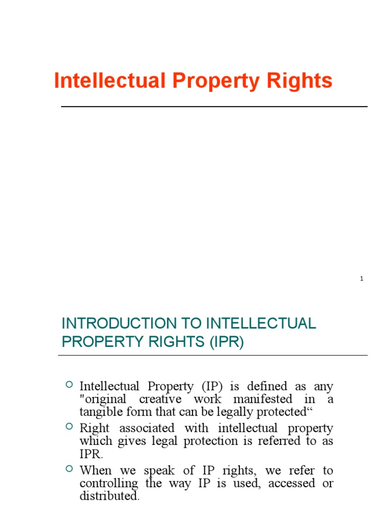 Intellectual Property Rights Ppt Ks Doc 1 Intellectual