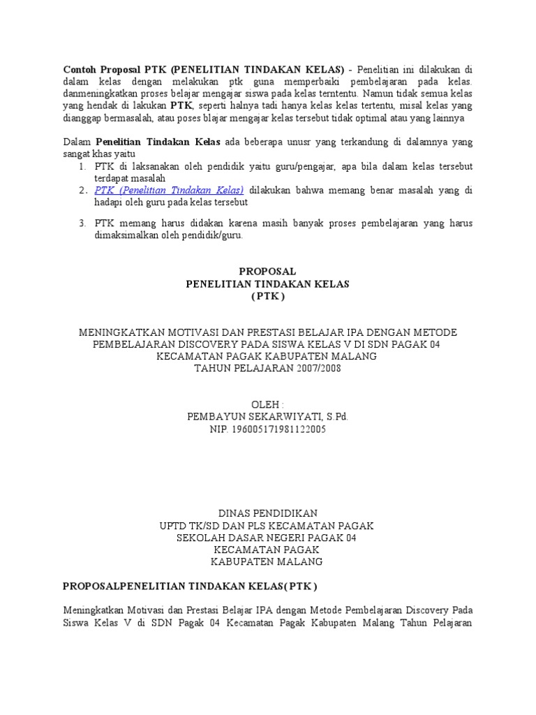 Proposal ptk sd lengkap
