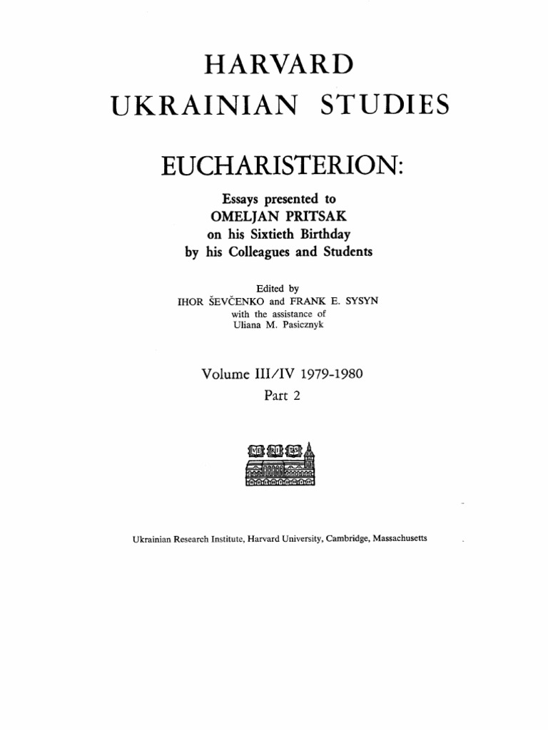 Harvard Ukrainian Studies Volume Iii Iv Part 2 1979 1980pdf