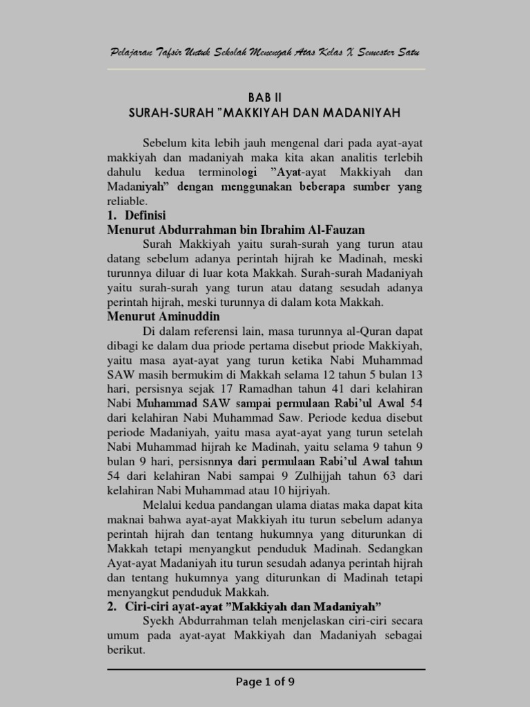 Bahan Ajar Surah2 Makkiyah Madaniyah