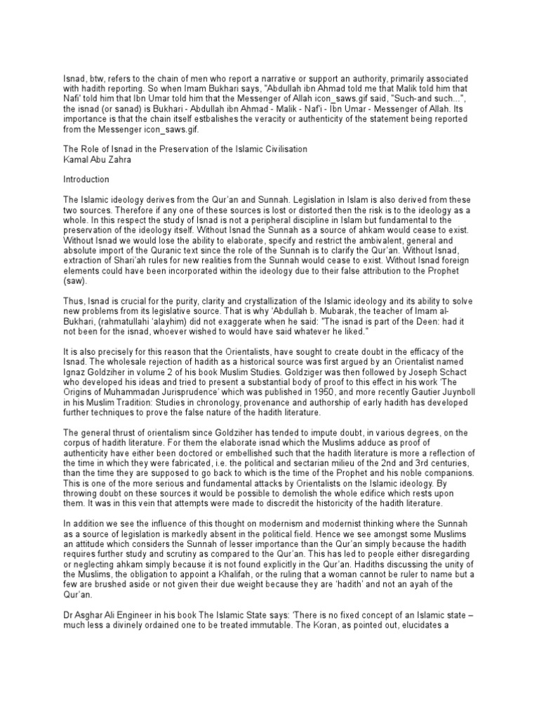 Understanding Isnad in Islamic Tradition | PDF | Hadith | Semitic Words ...