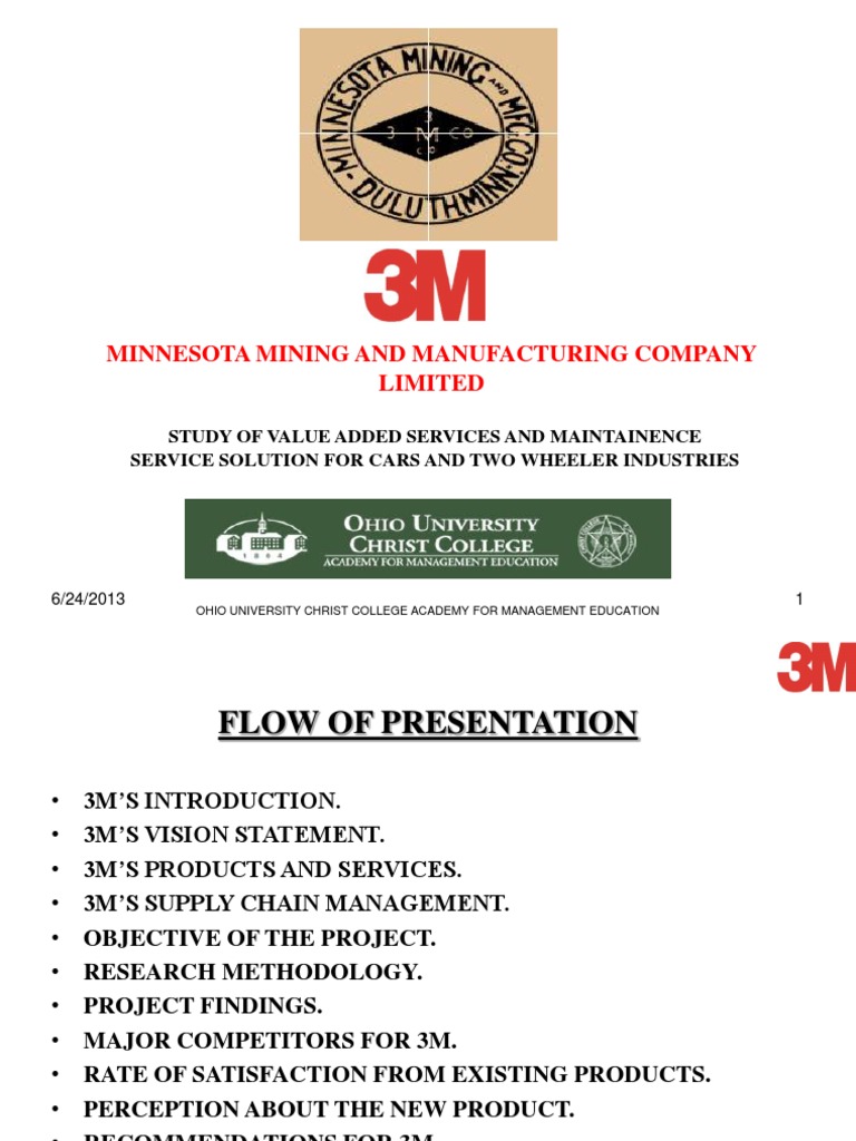 3M Internship Presentation PDF Supply Chain Market (Economics)
