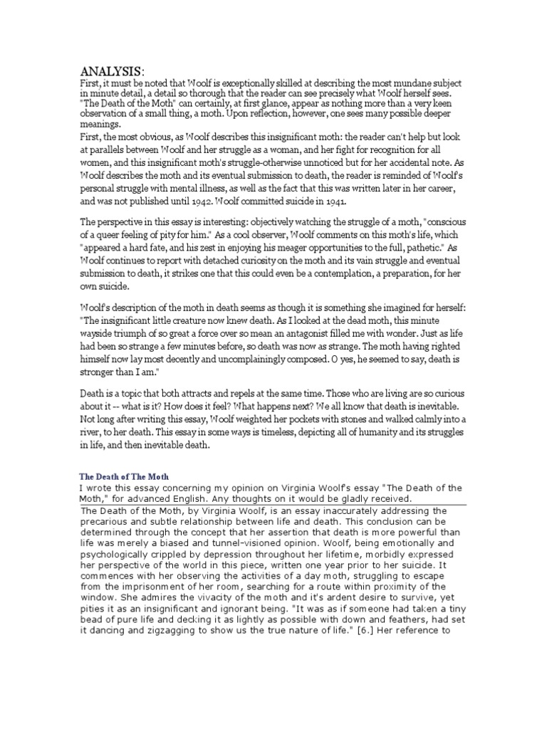 Death of a moth rhetorical analysis picture