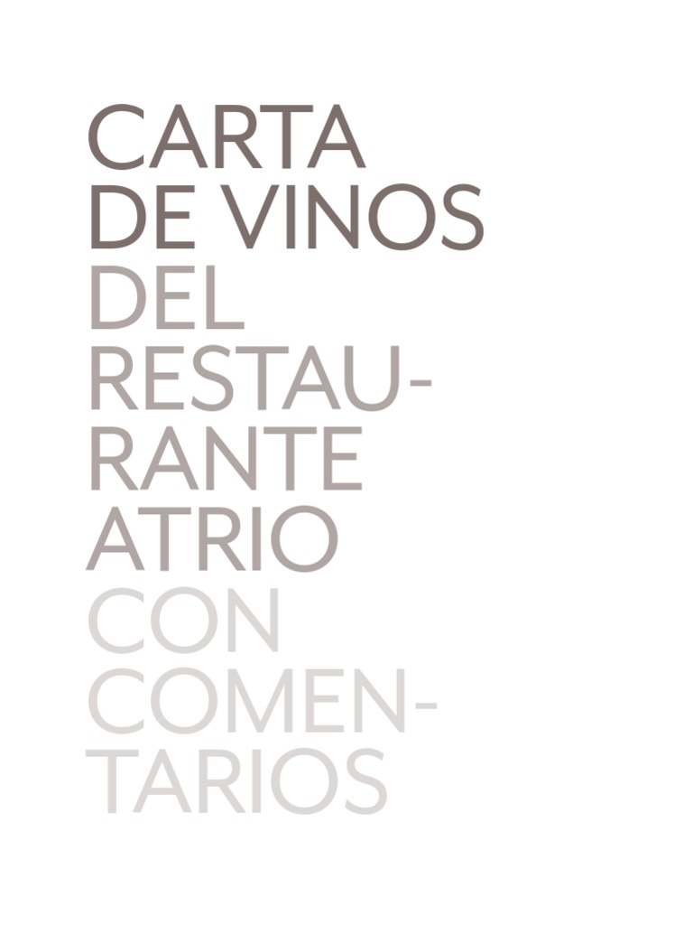 Carta Vinos Restaurante Atrio  Vino  Viticultura