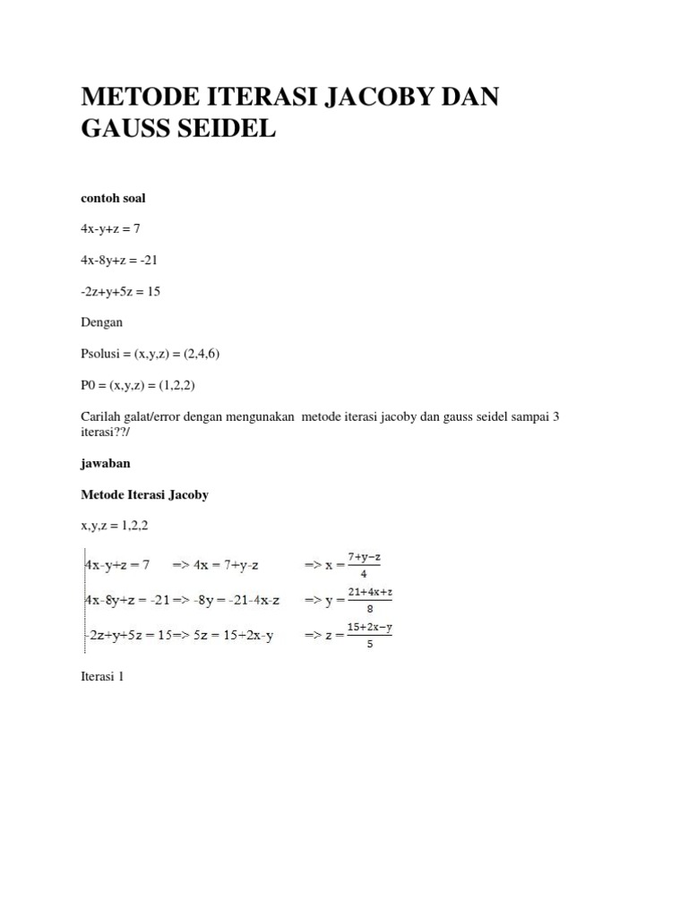 Metode Iterasi Jacoby Dan Gauss