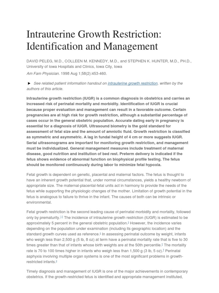 Intrauterine Growth Restriction Management | PDF | Fetus | Preterm Birth