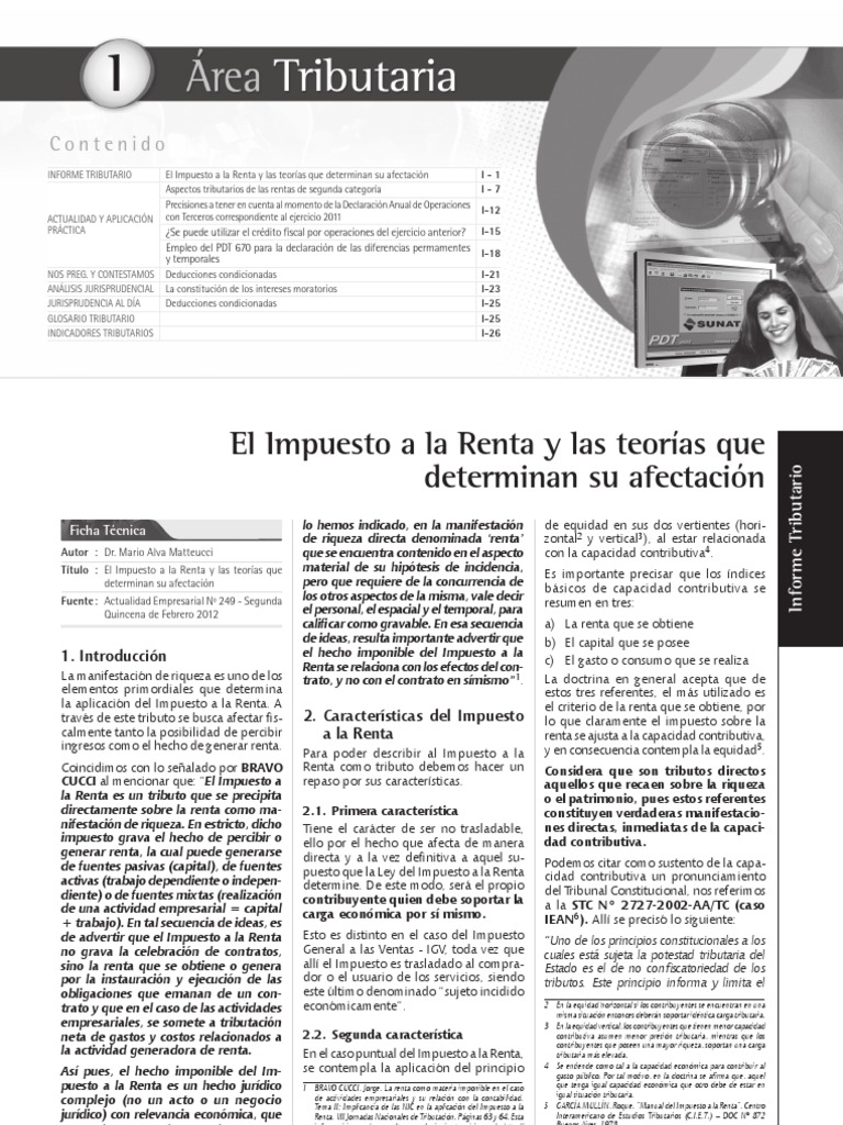 Teorias Del Impuesto A La Renta PDF | PDF | Finanzas y dinero | Derecho