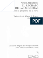 Arjun Appadurai - El Rechazo de Las Minorías - Ensayo Sobre La Geografía de La Furia