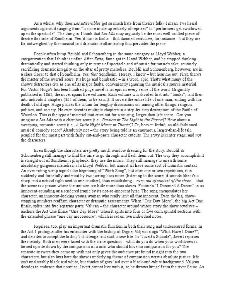 les miserables essay