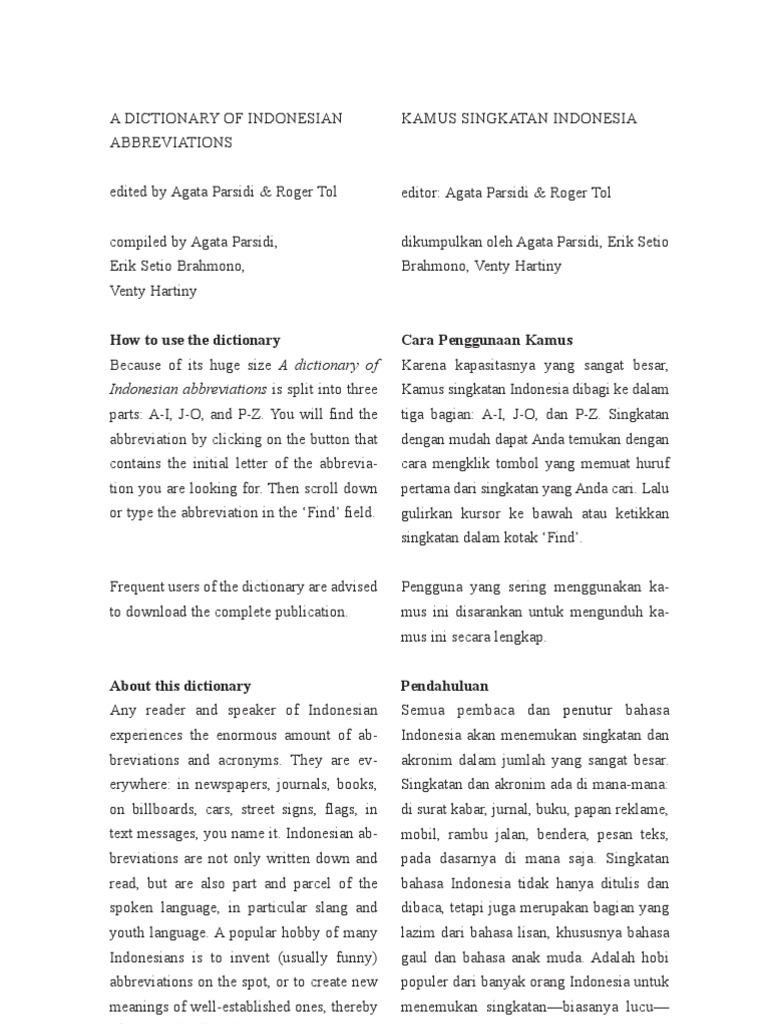 How To Use The Dictionary Cara Penggunaan Kamus Indonesian Abbreviations Is Split Into Three PDF Bahasa Indonesia Perhimpunan Bangsa-bangsa Asia Tenggara (ASEAN) pic photo