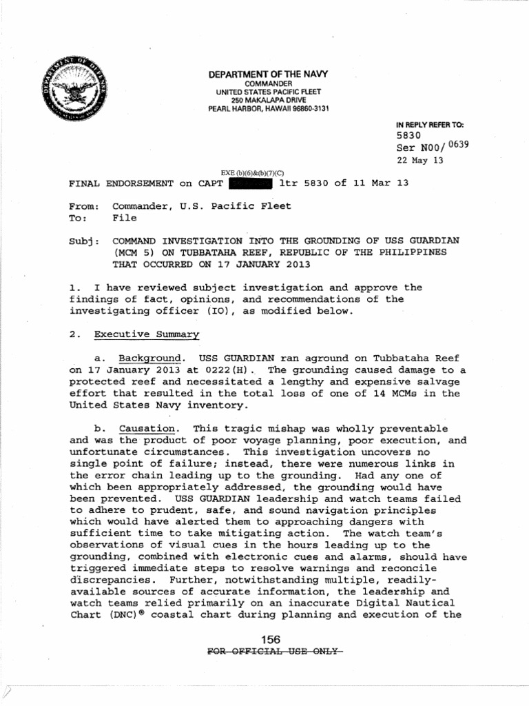 Uss Guardian Grounding Navigator United States Navy