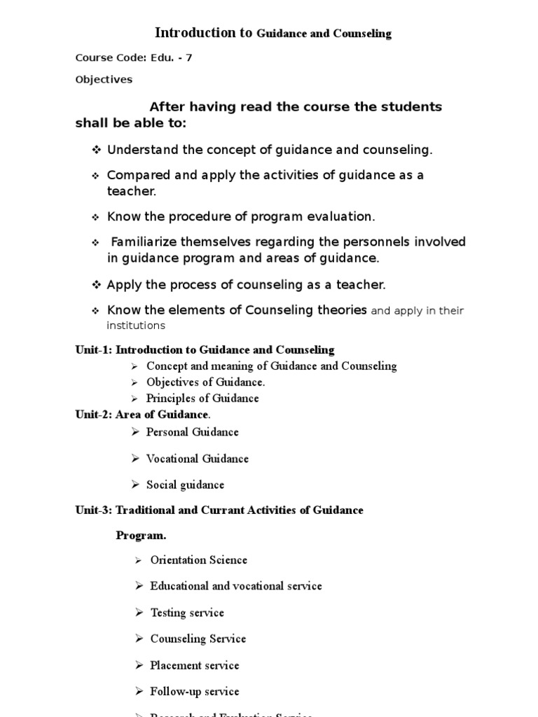 Introduction to Guidance and Counseling | PDF | Counseling Psychology ...