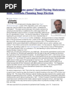 Is It A Twosome Game Ranil Playing Statesman Role, Mahinda Planning Snap Election