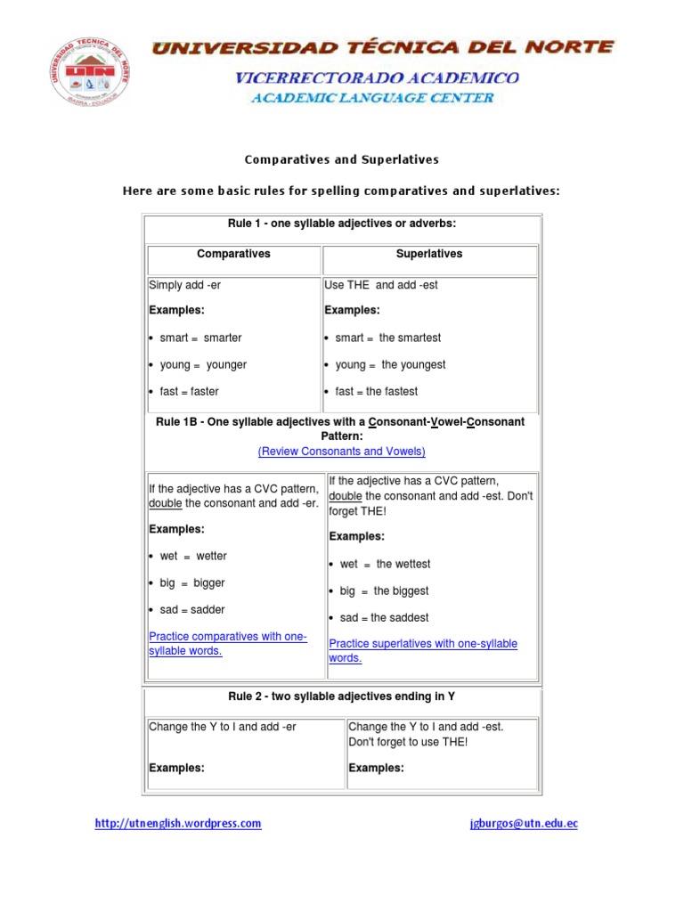 Comparative and Superlative Rules | PDF