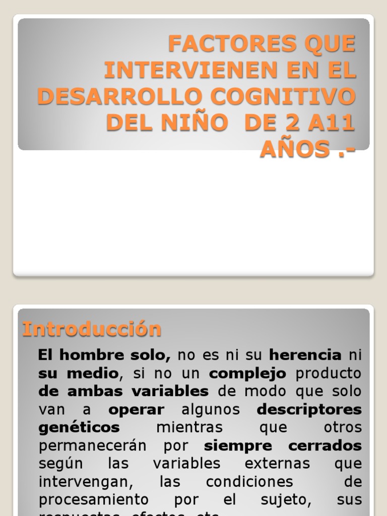 Factores Que Intervienen en El Desarrollo Cognitivo