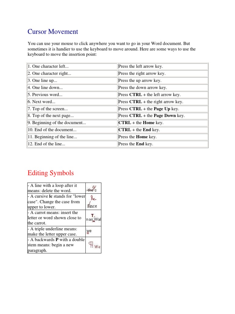 Keyboard Shortcuts for Cursor Movement | PDF | Foreign Language Studies