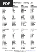 First Grade Master Spelling Lists | PDF | Nature | Sports