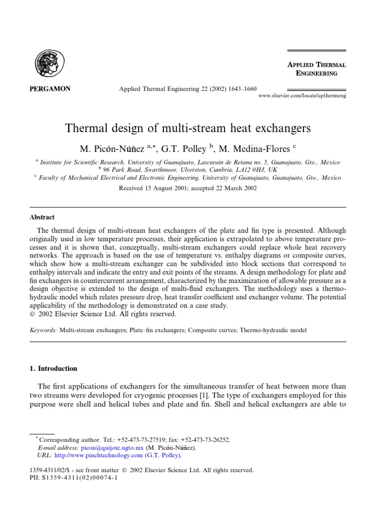 Thermal Design of Multi-Stream Exchangers | PDF | Heat | Heat Transfer