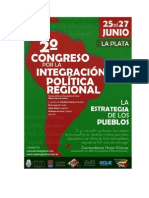 2do. Congreso Por La Integración Política Regional - 25 Al 27 de Junio - UNLP