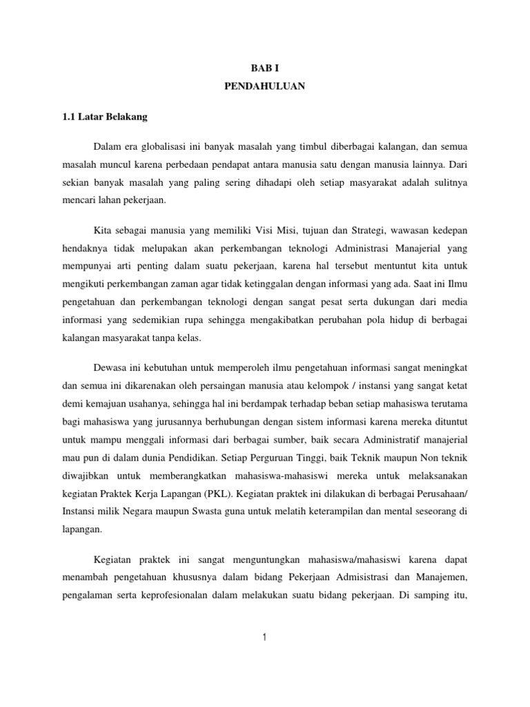Contoh Laporan PKL | PDF