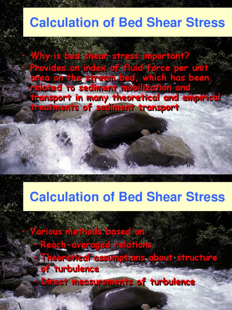 Calculation of Bed Shear Stress | PDF