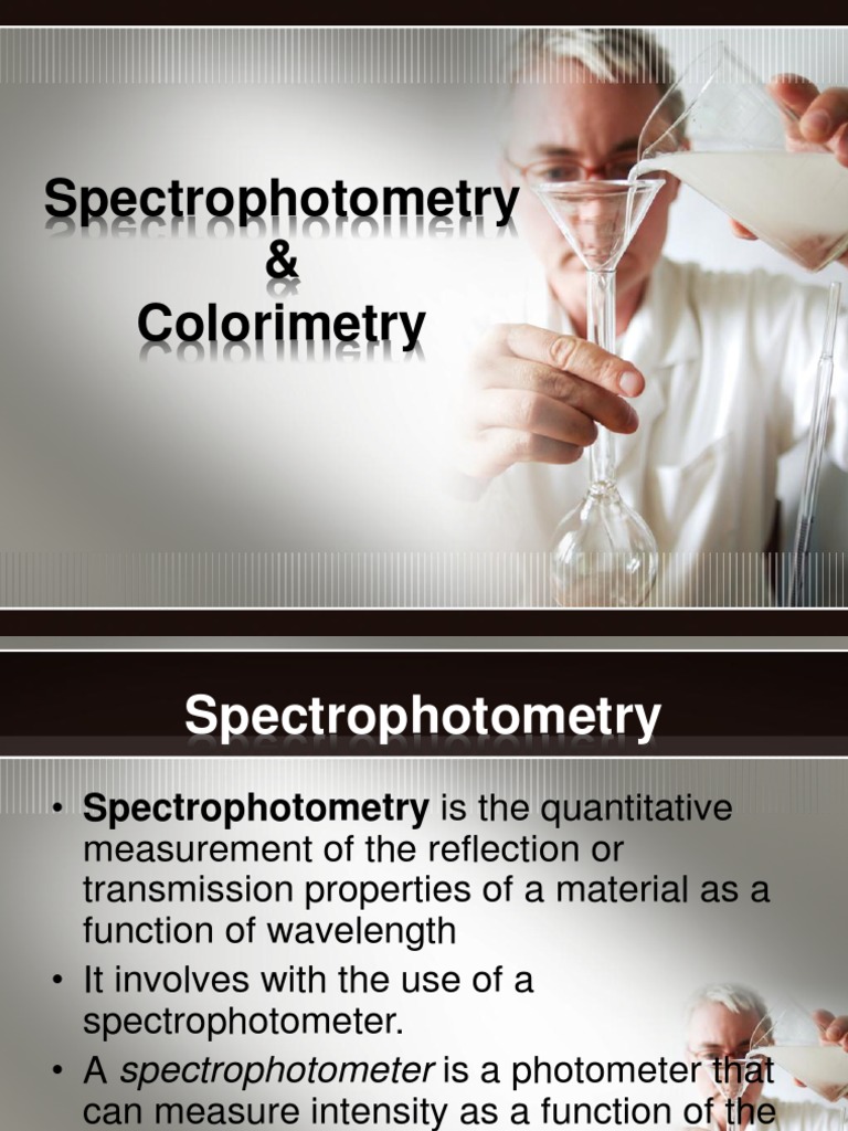Spectrophotometry and Colorimetry PDF Spectrophotometry